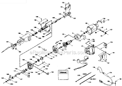 Page A Diagram and Parts List for 9629 Type 3 Porter Cable Reciprocating Saw